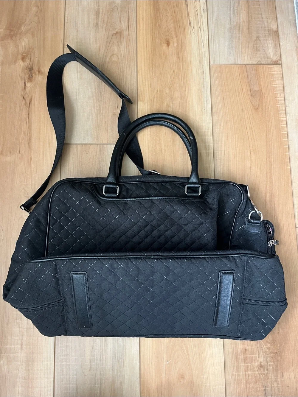 Vera Bradley Black Quilted Duffel with Shoulder Strap